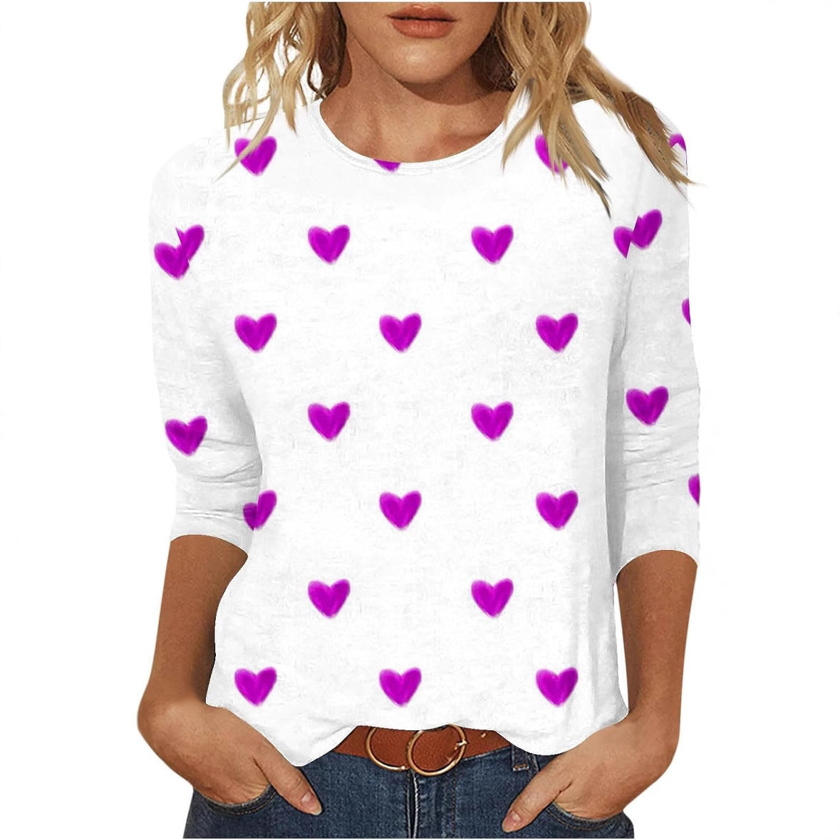 Dreiviertel langen Ärmeln Pullover Herzen