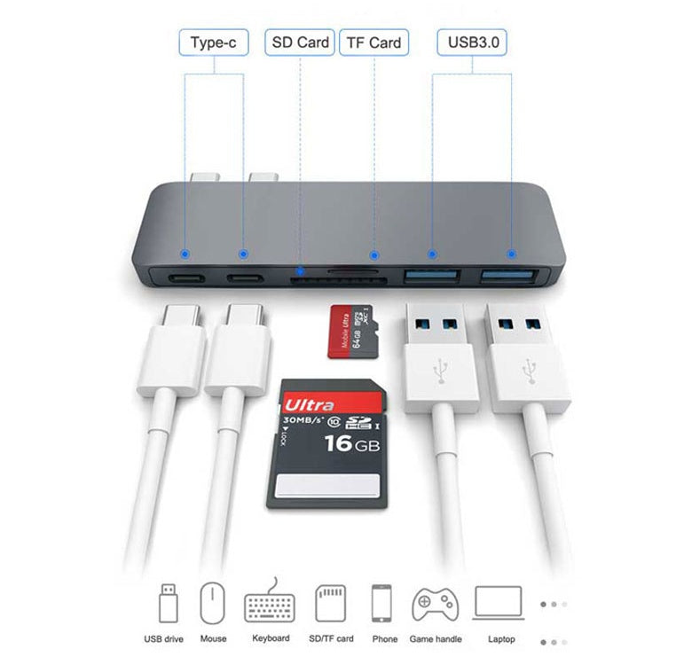 Apple USB Typ C Hub auf TF SD Kartenleser Hub 3.0 Adapter mit PD Power USB C Hub Dock