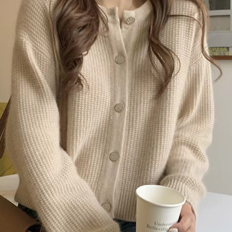 Damen-Strickjacke mit Rundhalsausschnitt