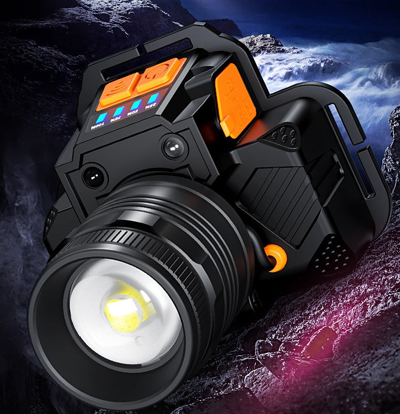 Starke Licht Zoom Scheinwerfer USB Lade Induktion LED Licht Nacht Taschenlampe