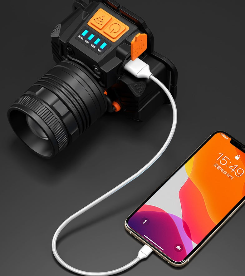 Starke Licht Zoom Scheinwerfer USB Lade Induktion LED Licht Nacht Taschenlampe