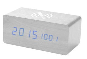 Smart Wireless Sound LED Holzuhr Elektronischer Wecker aus Holz für zu Hause