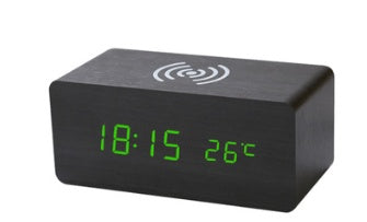 Smart Wireless Sound LED Holzuhr Elektronischer Wecker aus Holz für zu Hause