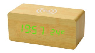 Smart Wireless Sound LED Holzuhr Elektronischer Wecker aus Holz für zu Hause