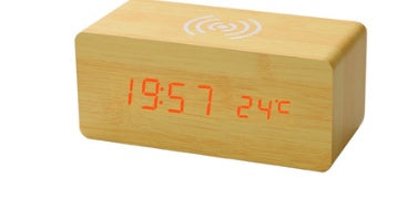 Smart Wireless Sound LED Holzuhr Elektronischer Wecker aus Holz für zu Hause