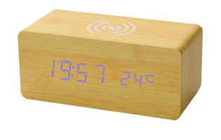 Smart Wireless Sound LED Holzuhr Elektronischer Wecker aus Holz für zu Hause