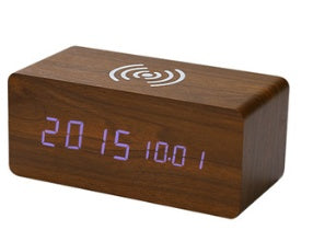 Smart Wireless Sound LED Holzuhr Elektronischer Wecker aus Holz für zu Hause