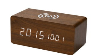 Smart Wireless Sound LED Holzuhr Elektronischer Wecker aus Holz für zu Hause