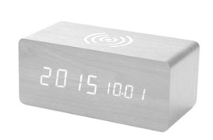 Smart Wireless Sound LED Holzuhr Elektronischer Wecker aus Holz für zu Hause
