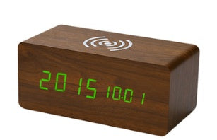 Smart Wireless Sound LED Holzuhr Elektronischer Wecker aus Holz für zu Hause