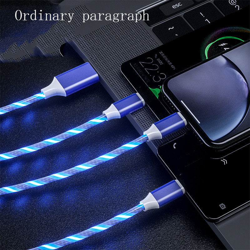 3-in-1-Micro-USB-Typ-C-Kabel, LED-Flusslicht, Typ-C-Ladekabel, Handy-Ladekabel