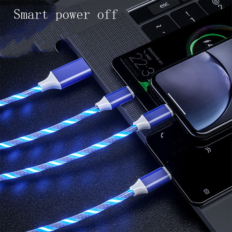 3-in-1-Micro-USB-Typ-C-Kabel, LED-Flusslicht, Typ-C-Ladekabel, Handy-Ladekabel