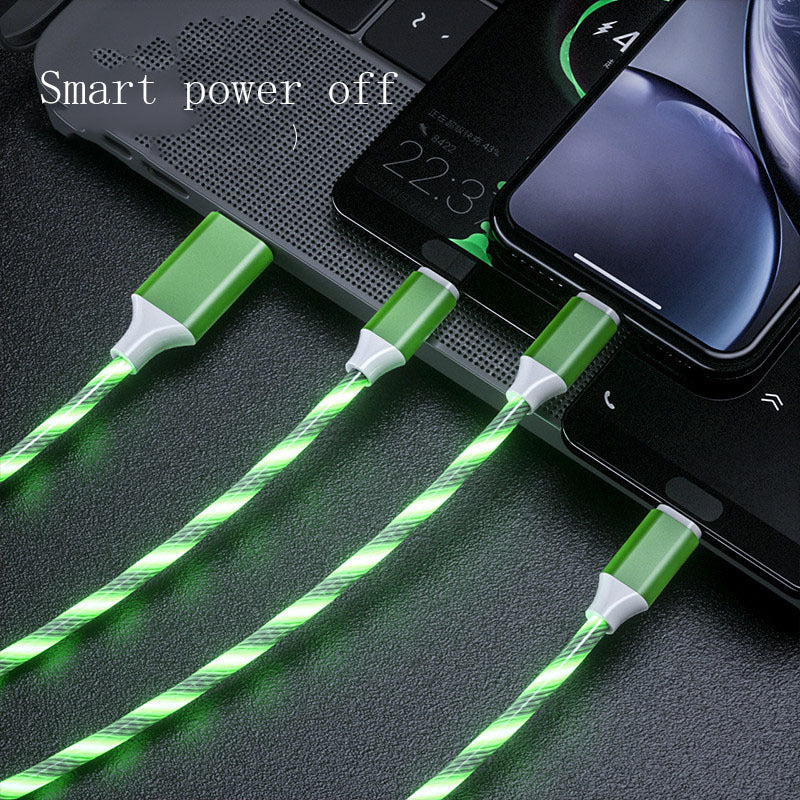 3-in-1-Micro-USB-Typ-C-Kabel, LED-Flusslicht, Typ-C-Ladekabel, Handy-Ladekabel