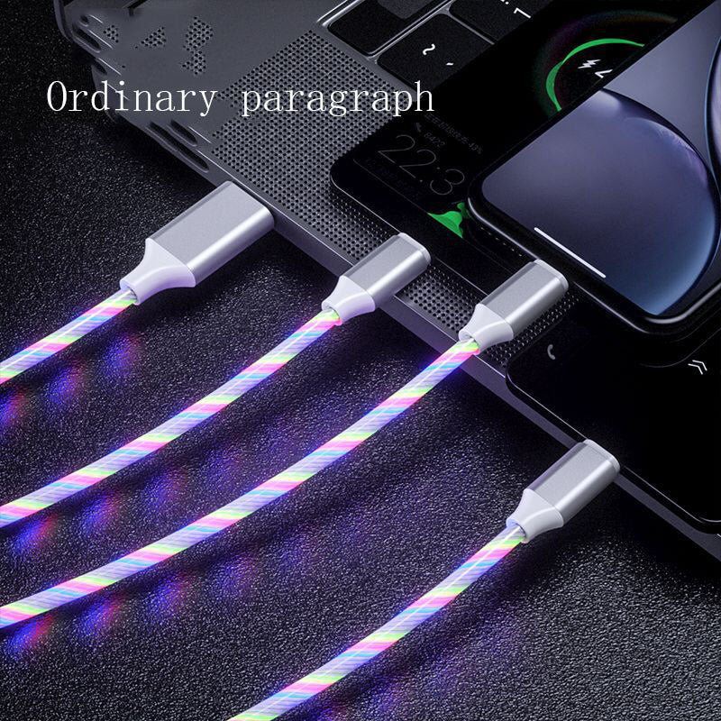 3-in-1-Micro-USB-Typ-C-Kabel, LED-Flusslicht, Typ-C-Ladekabel, Handy-Ladekabel