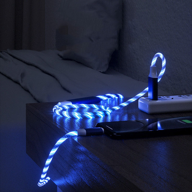3-in-1-Micro-USB-Typ-C-Kabel, LED-Flusslicht, Typ-C-Ladekabel, Handy-Ladekabel