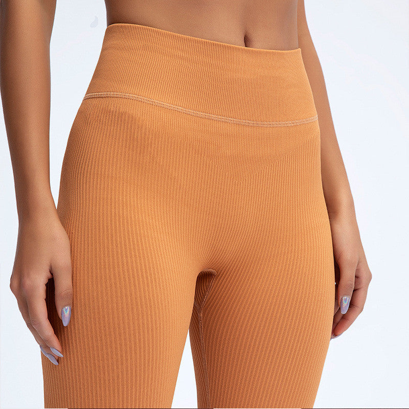 Einfarbige Stretch Sport Leggings Fadenhose