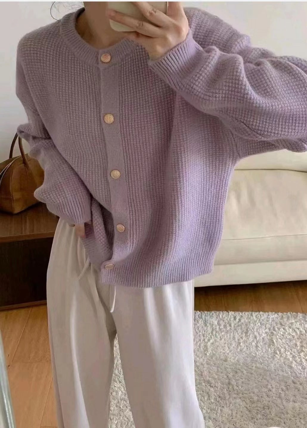 Damen-Strickjacke mit Rundhalsausschnitt
