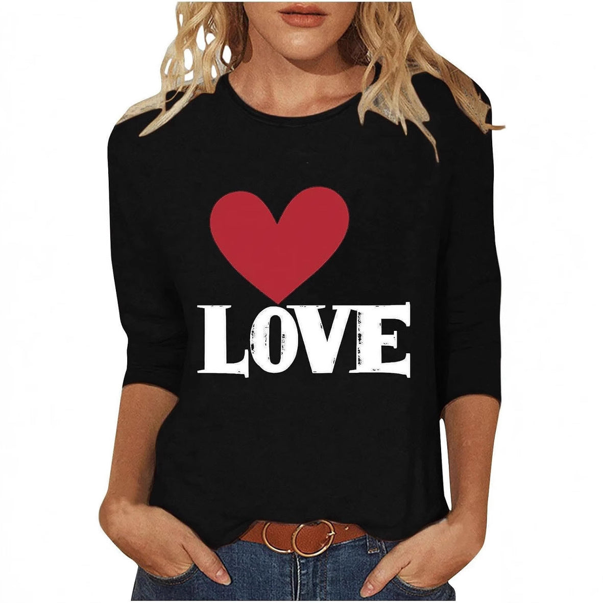 Dreiviertel langen Ärmeln Pullover Herzen