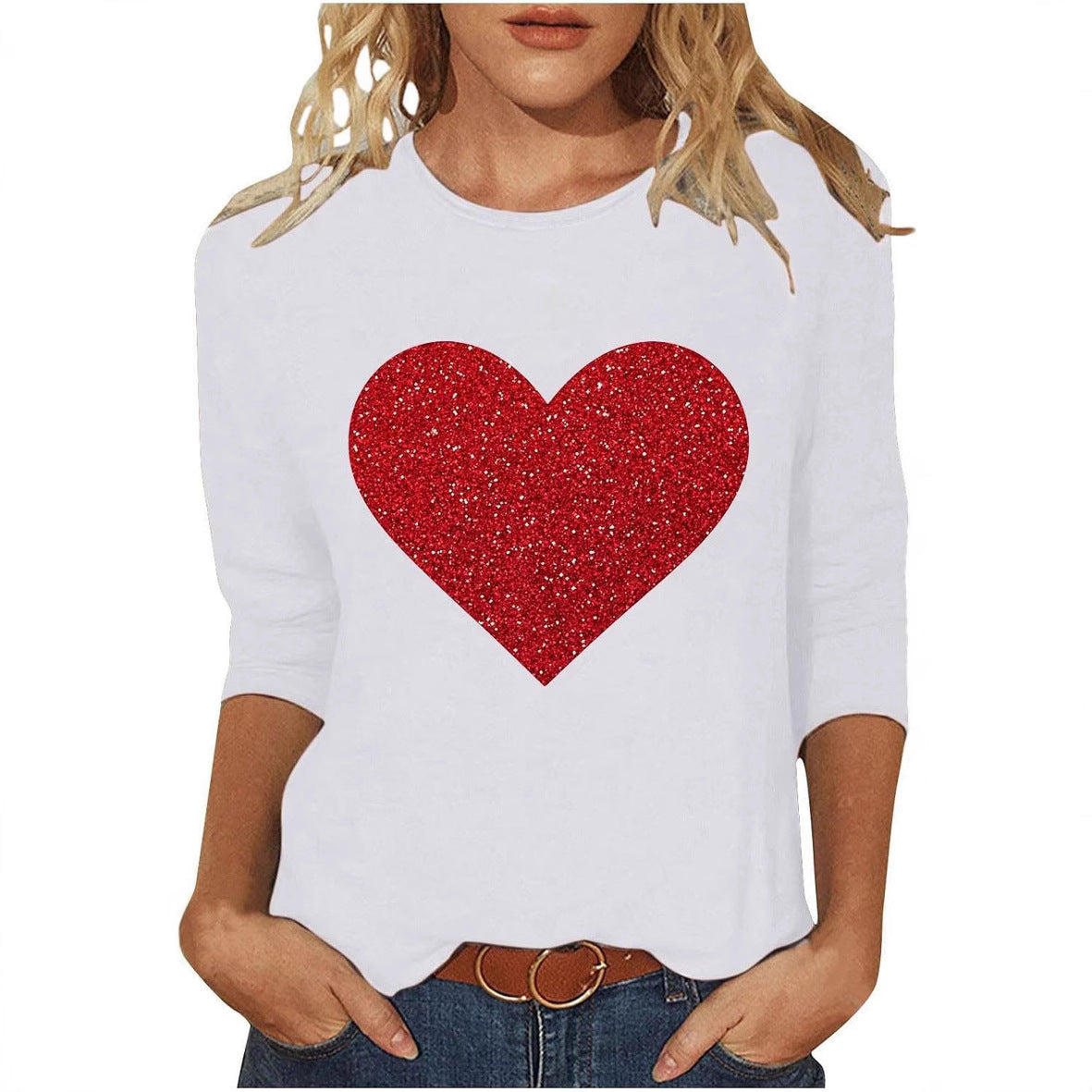 Dreiviertel langen Ärmeln Pullover Herzen