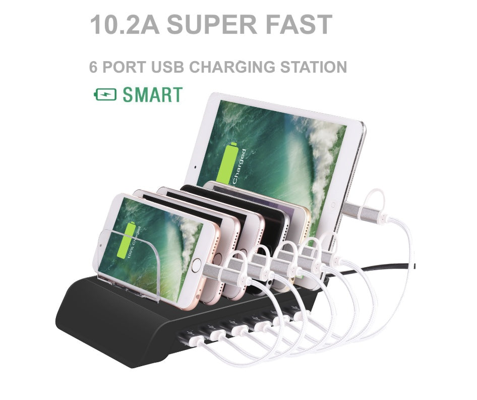 USB-Ladestation für Mobiltelefone mit sechs Anschlüssen