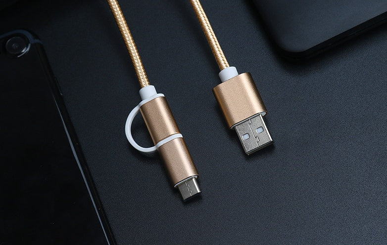 100 cm 2A Schnellladekabel 2 IN 1 USB Typ C Micro USB