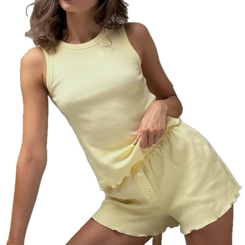 Pyjamas Anzug Weste Shorts Casual Homewear Anzugset