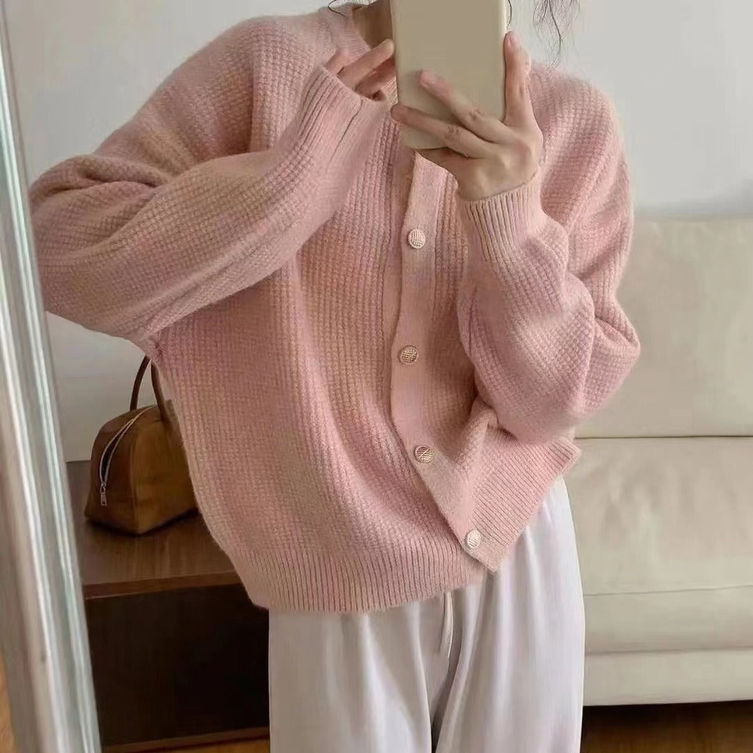 Damen-Strickjacke mit Rundhalsausschnitt