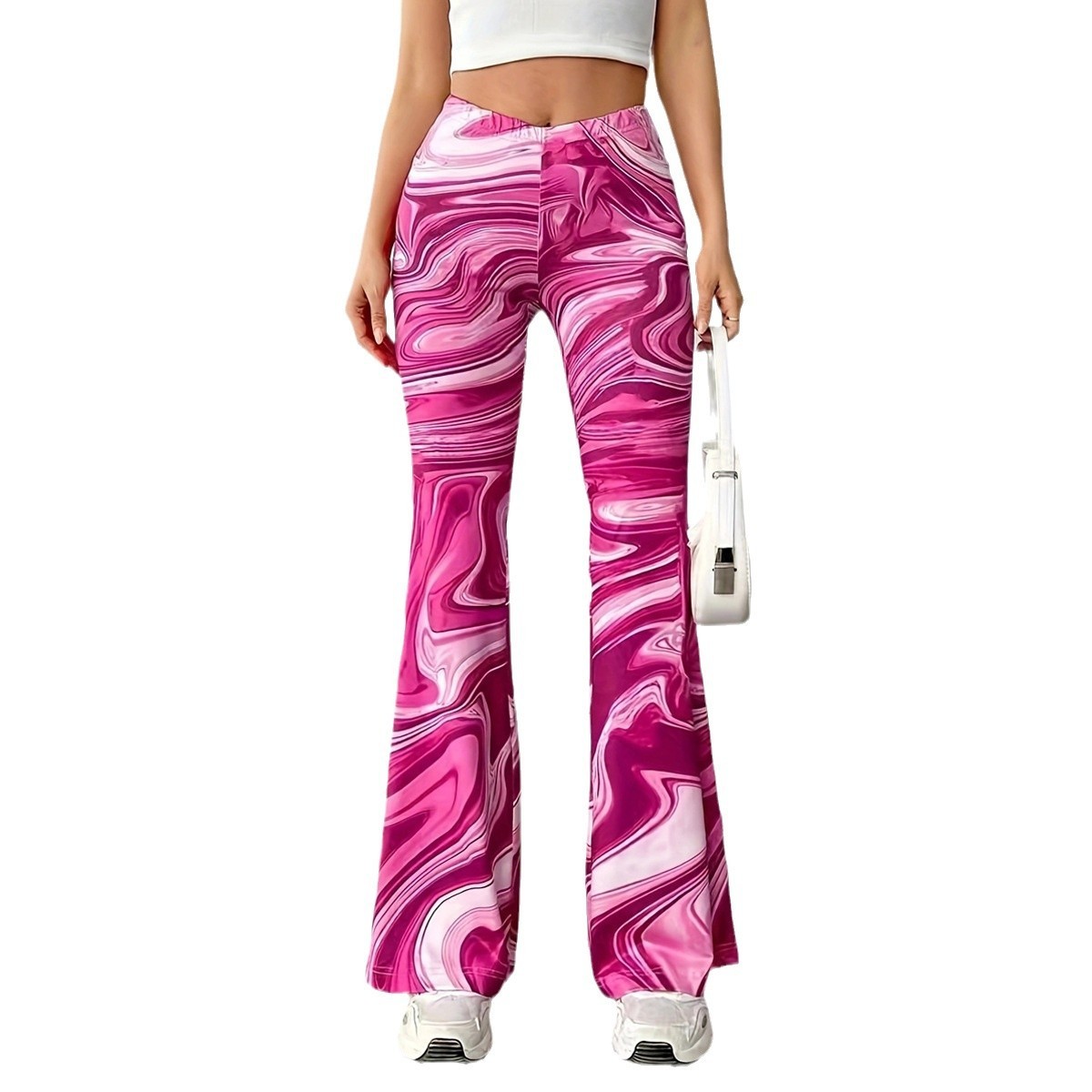 Lässige Bootcut-Hose mit weitem Bein und Print für Damen