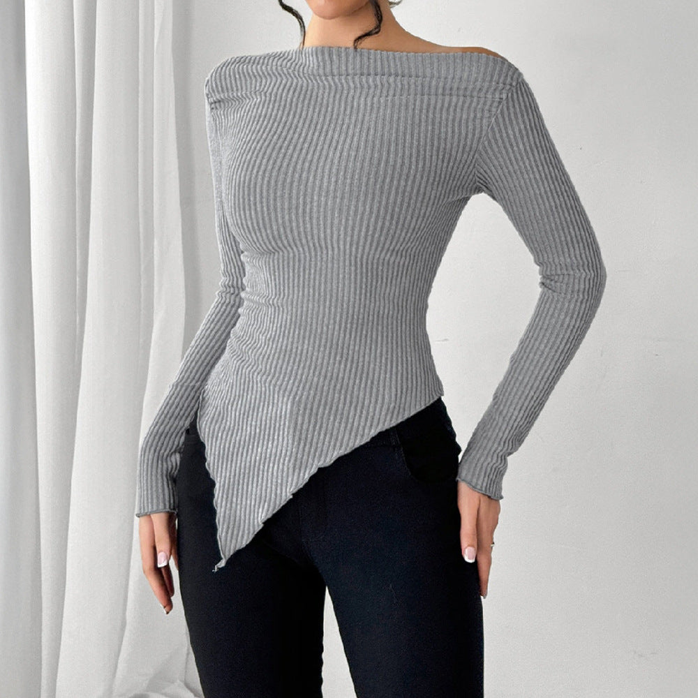 Elegantes, einfarbiges Damen-Strick-Freizeitoberteil