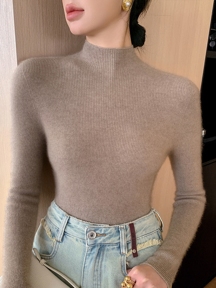 Nahtloser Wolle Pullover für Damen