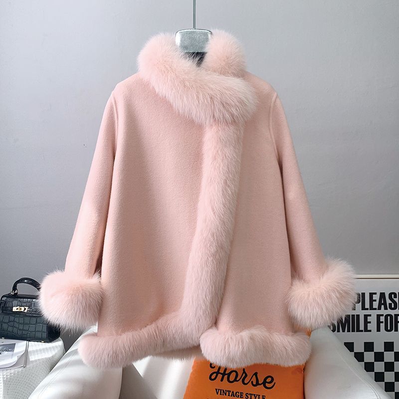 Pelzjacke Damen Reversibler Wollmantel