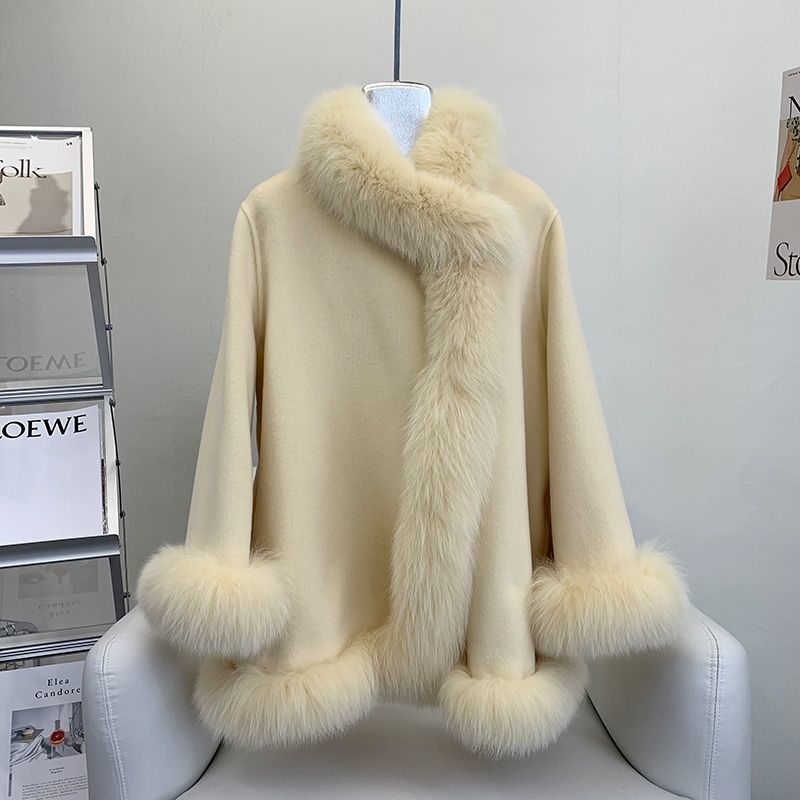 Pelzjacke Damen Reversibler Wollmantel