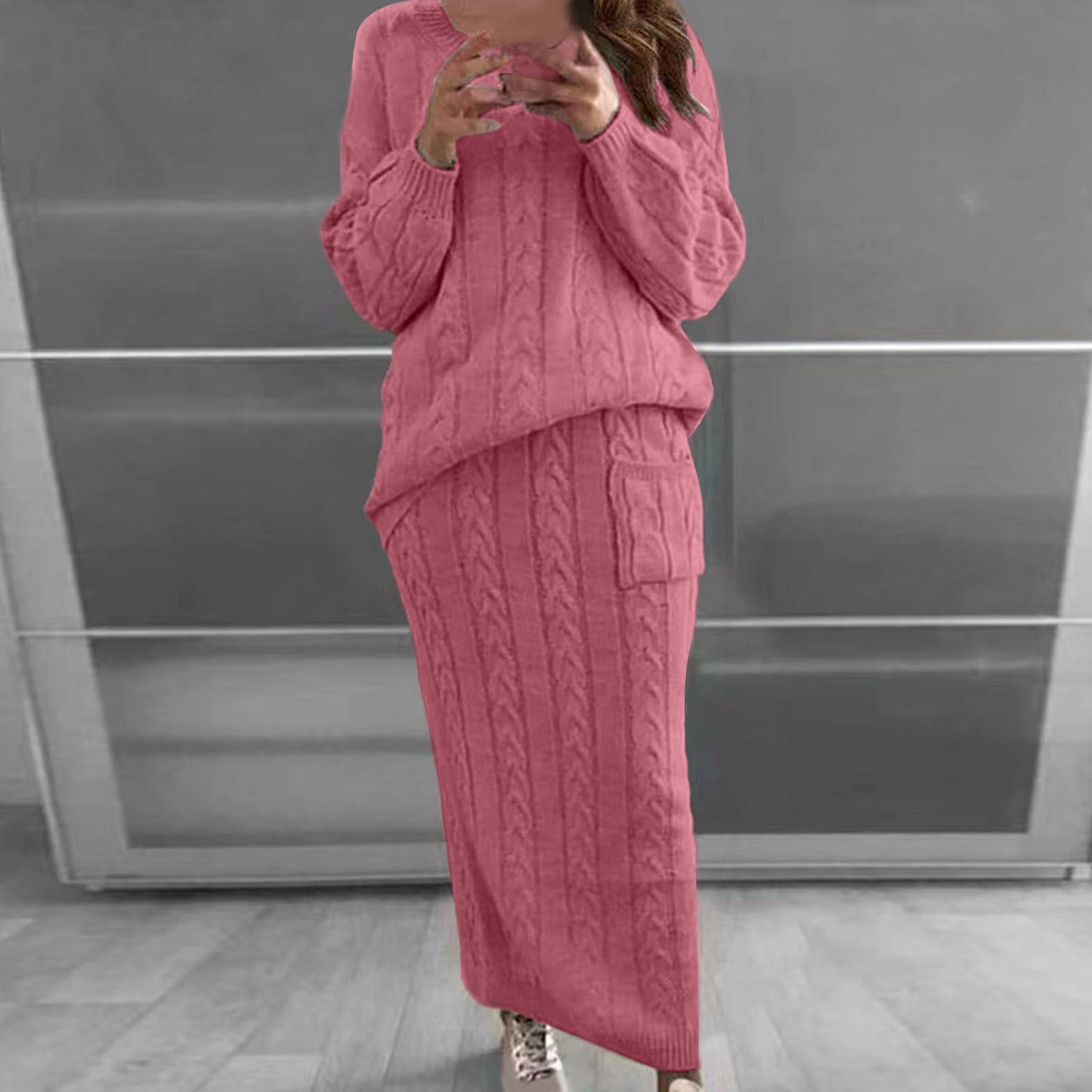 Mode Twist Stoff Pullover Anzug Damen