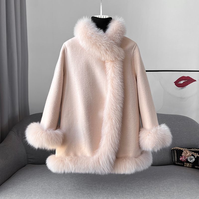 Pelzjacke Damen Reversibler Wollmantel