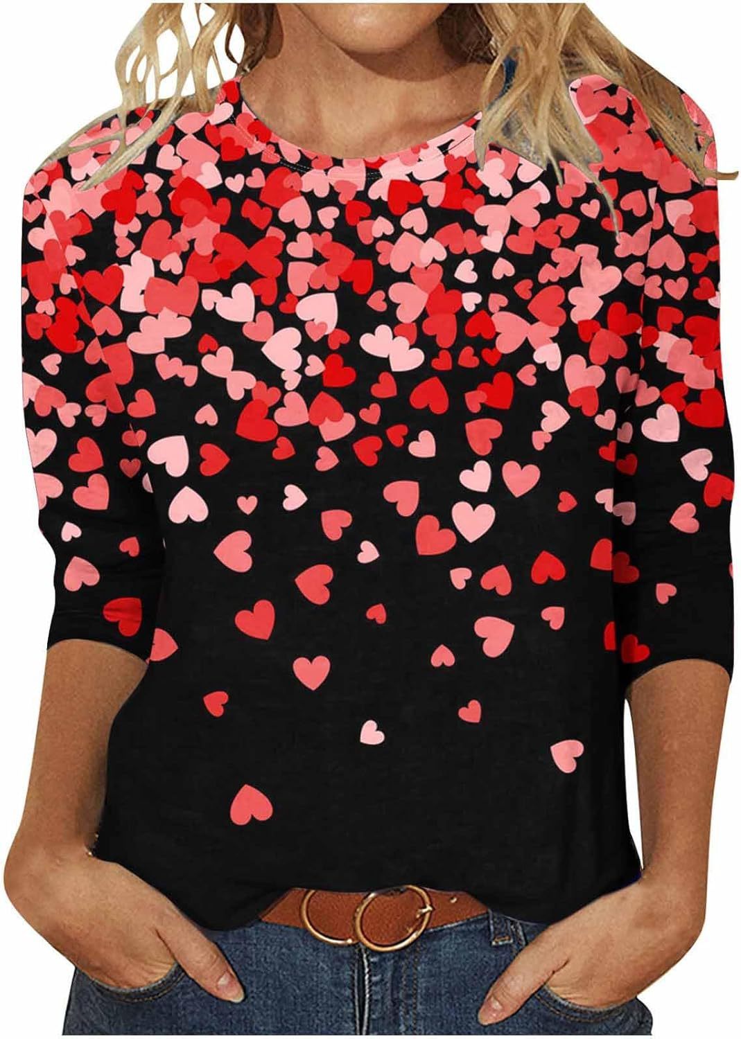 Dreiviertel langen Ärmeln Pullover Herzen