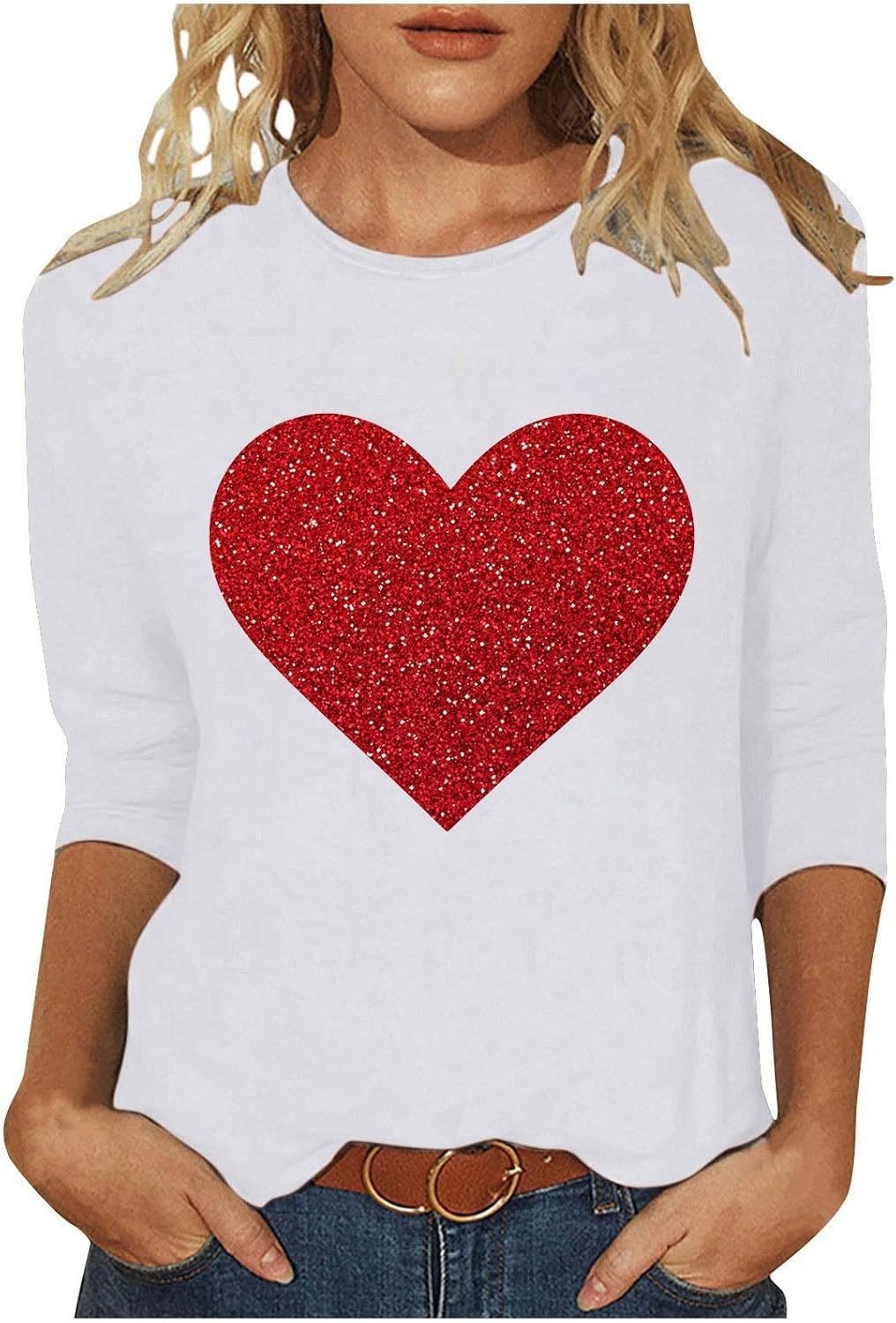 Dreiviertel langen Ärmeln Pullover Herzen