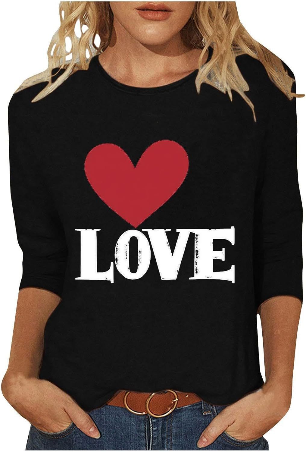 Dreiviertel langen Ärmeln Pullover Herzen