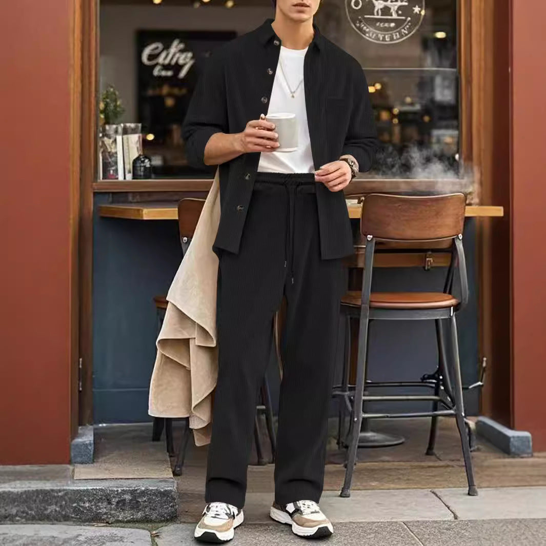 Lässige Strickjacke mit Revers und langen Ärmel Hemd