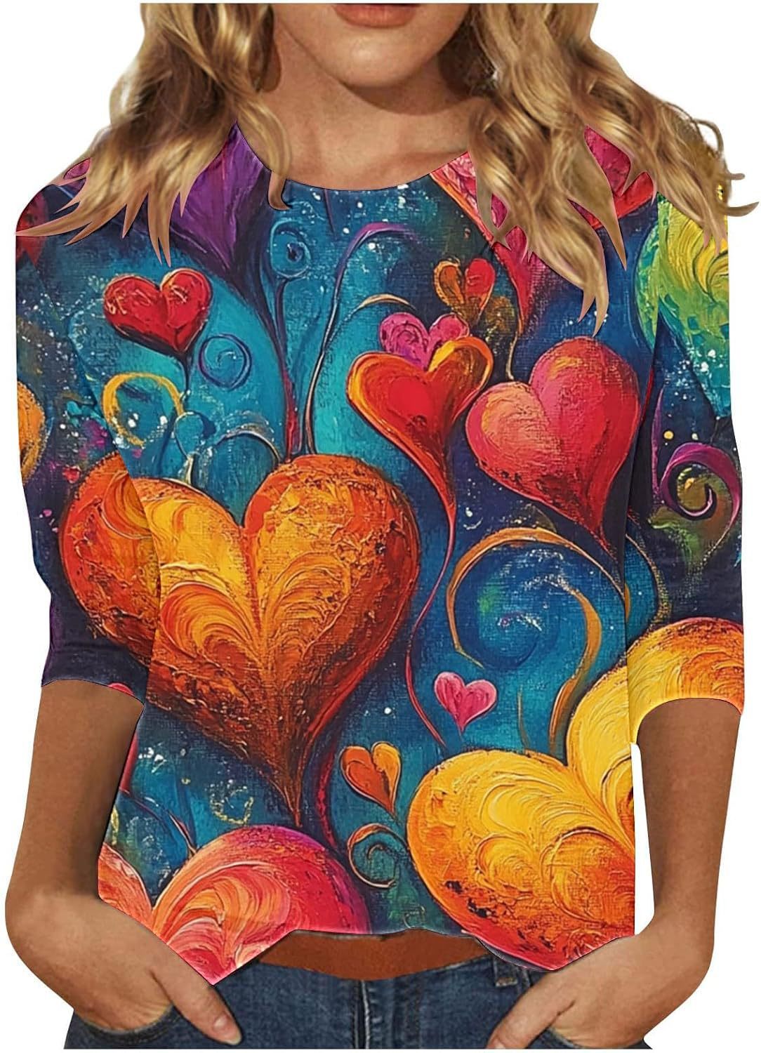 Dreiviertel langen Ärmeln Pullover Herzen