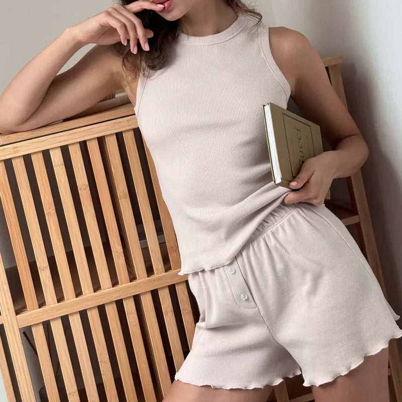 Pyjamas Anzug Weste Shorts Casual Homewear Anzugset