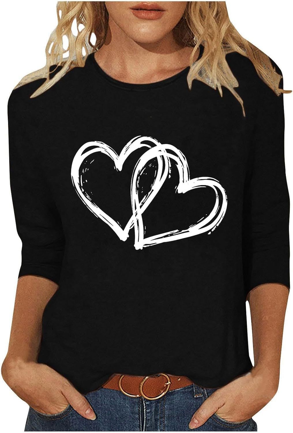 Dreiviertel langen Ärmeln Pullover Herzen