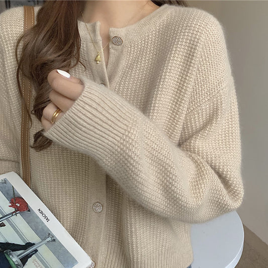 Damen-Strickjacke mit Rundhalsausschnitt