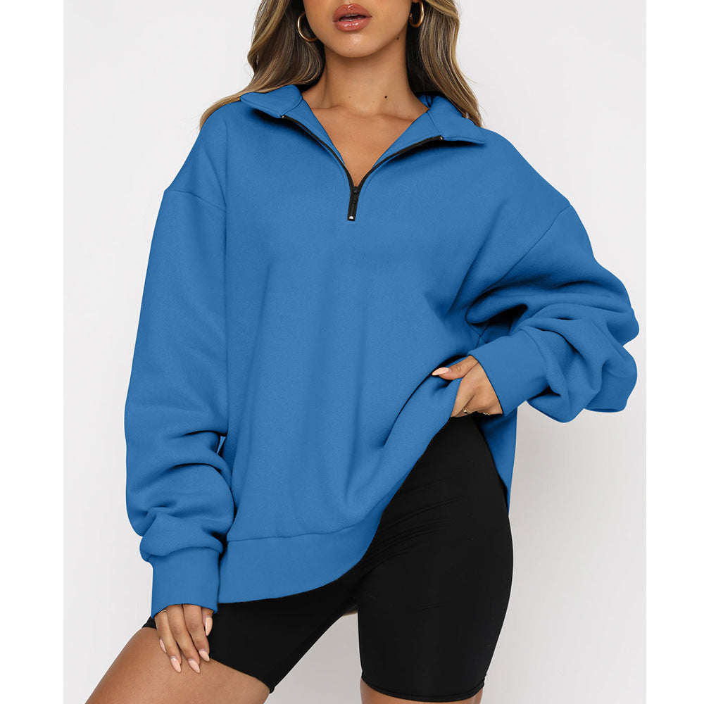 Frauen Sweatshirts Zip kragen Shirt