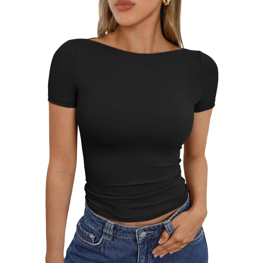 Rundhalsausschnitt Kurzärmelige Slim-Fit T-shirt
