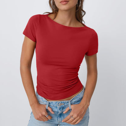 Rundhalsausschnitt Kurzärmelige Slim-Fit T-shirt