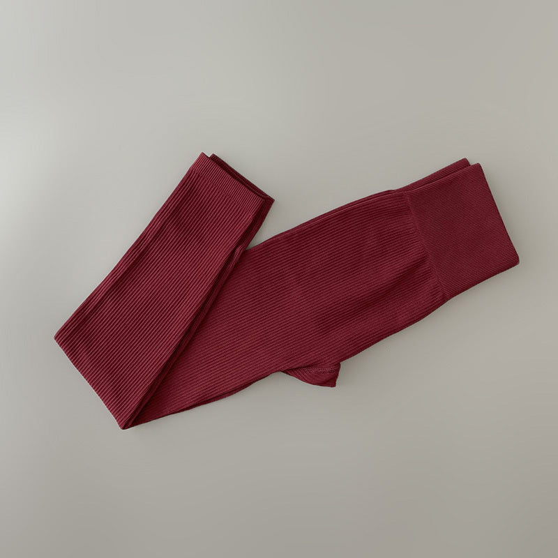 Einfarbige Stretch Sport Leggings Fadenhose