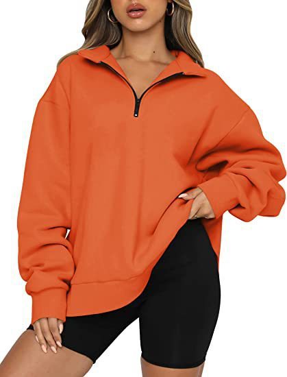 Frauen Sweatshirts Zip kragen Shirt