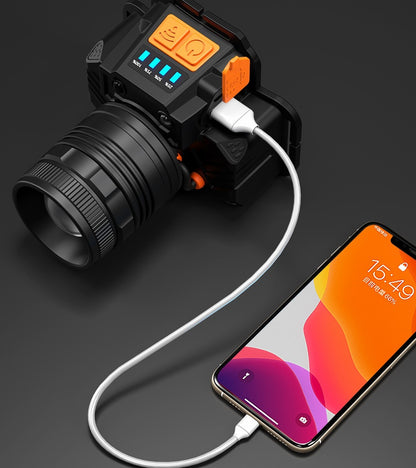 Starke Licht Zoom Scheinwerfer USB Lade Induktion LED Licht Nacht Taschenlampe