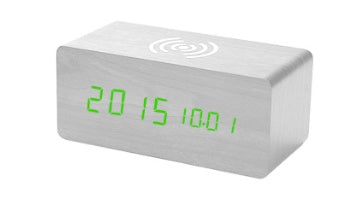 Smart Wireless Sound LED Holzuhr Elektronischer Wecker aus Holz für zu Hause