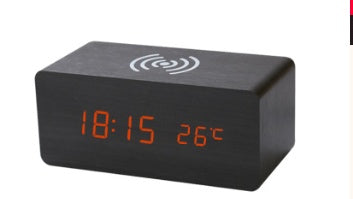 Smart Wireless Sound LED Holzuhr Elektronischer Wecker aus Holz für zu Hause